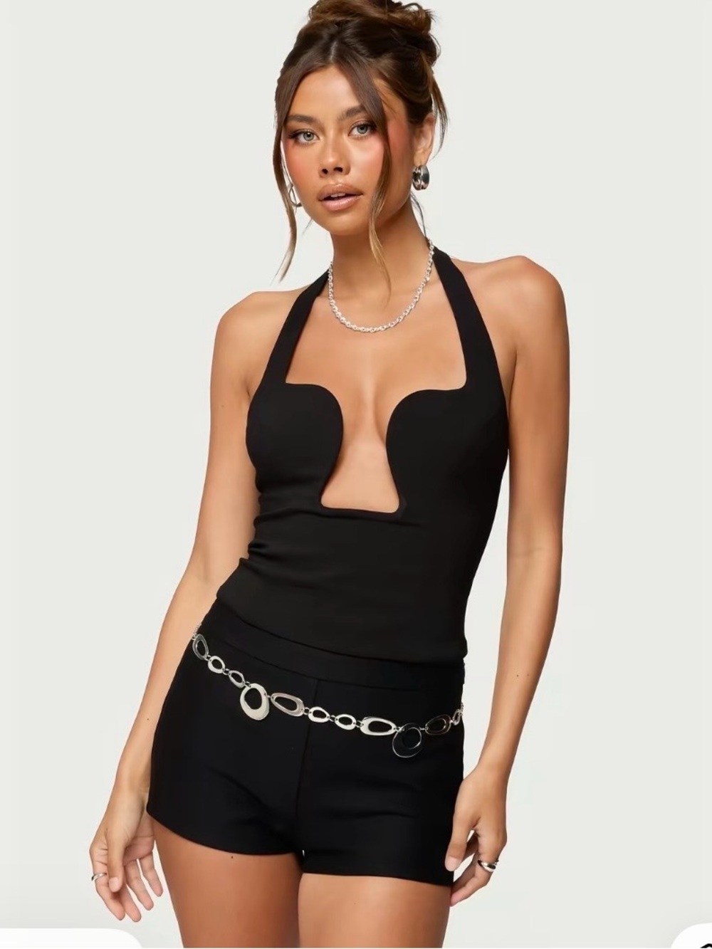 NWT Edikted Stassi Abstract Cutout Halter Top Black